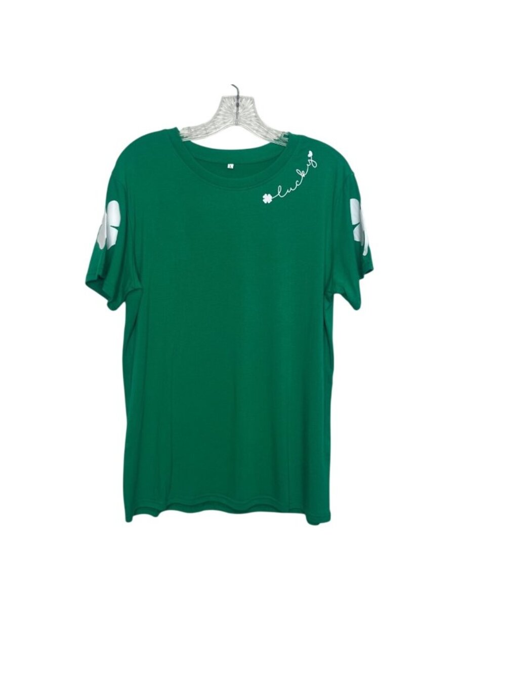Lucky Short Sleeve Tshirt Shamrock Large Green New WOT Lightweight St Patricks